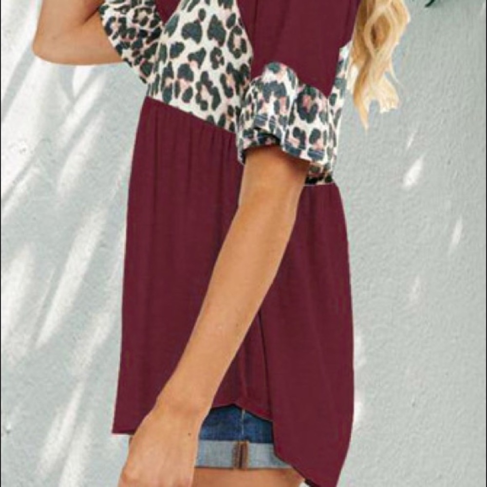 Burgundy Babydoll Tee - Picture 4 of 7